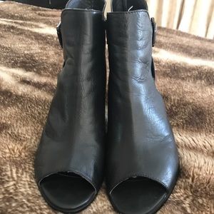 ankle booties with peep toe and side buckle